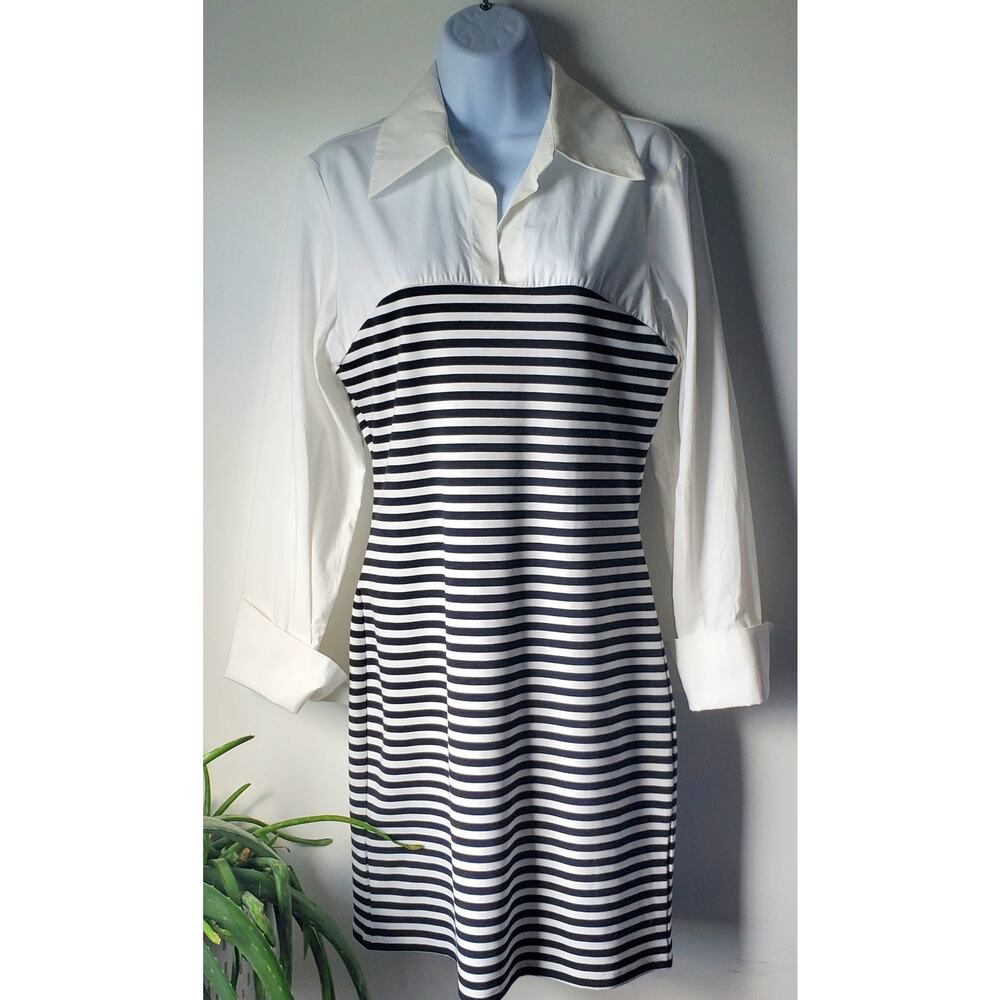 Anthroplogy Womens Twofer Black Cream Mini Dress Size Small Bodycon Sexy Preppy